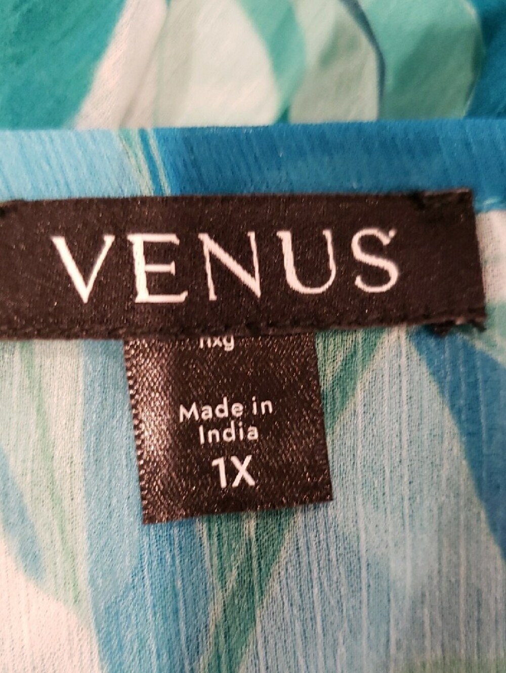 NEW VENUS Blue & Aqua Leaf-Print Sheer Blouse - Picture 5 of 7